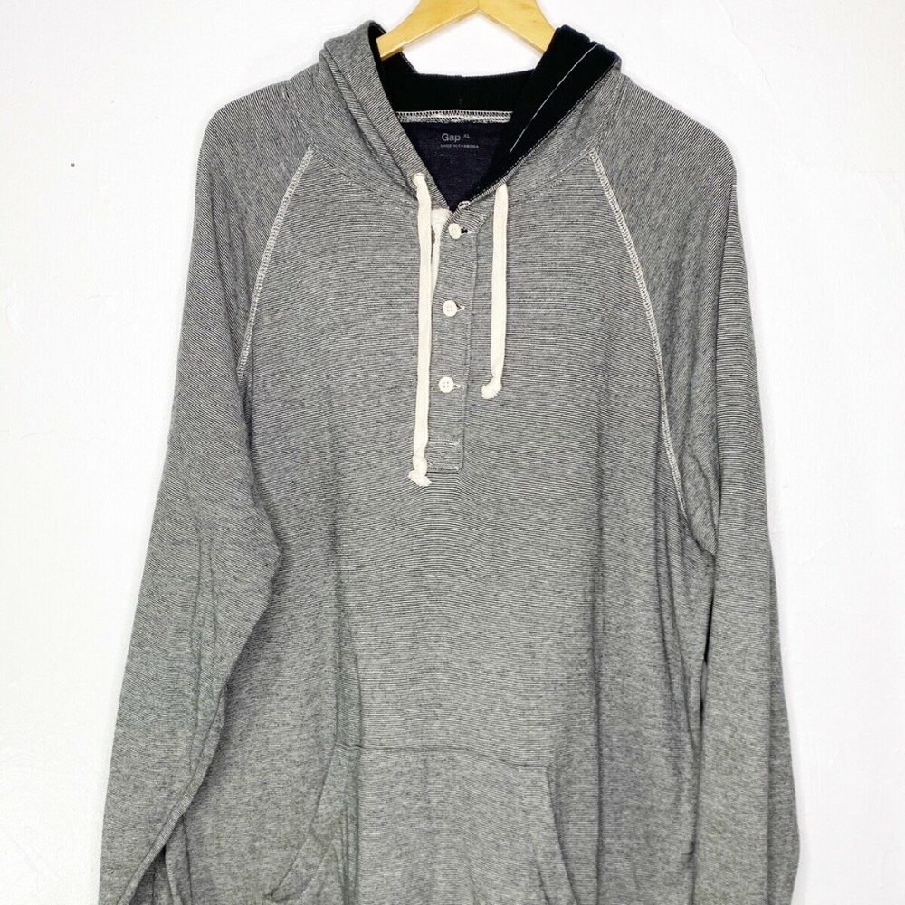 Gap Men's Size XL Hooded Shirt Drawstring Stripes